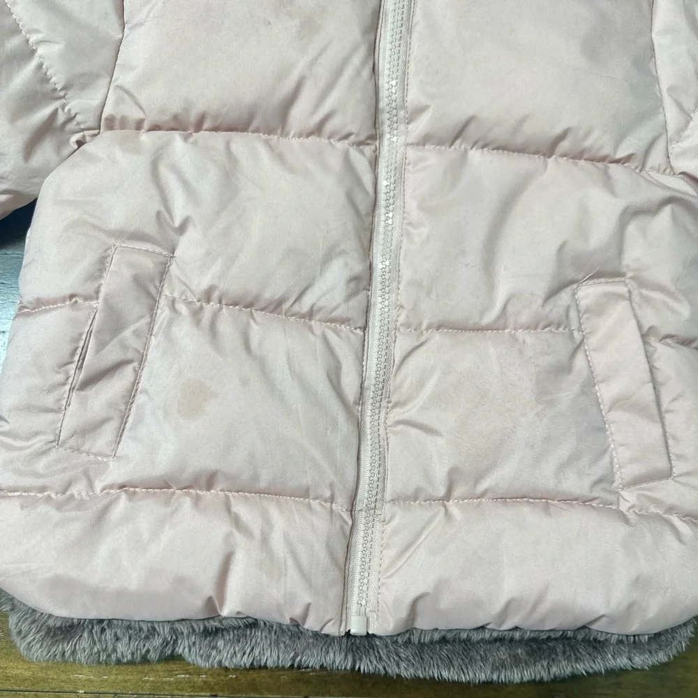 Toddler‎ Girls Pink Puffer Coat w/ Faux Fur Lined Hood (Bear Ears!) Size 2T